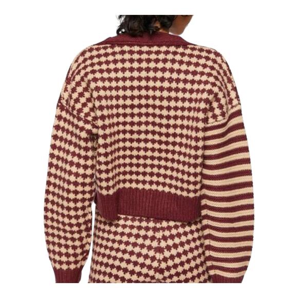 Forever 21 Mixed Print Cropped V-neck Cardigan Preppy Academia Women's M NWT - Picture 5 of 11